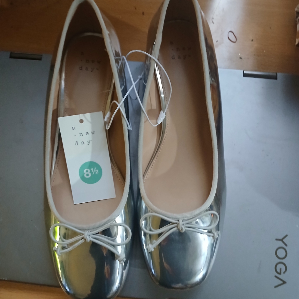 A New Day Metallic Silver Flats